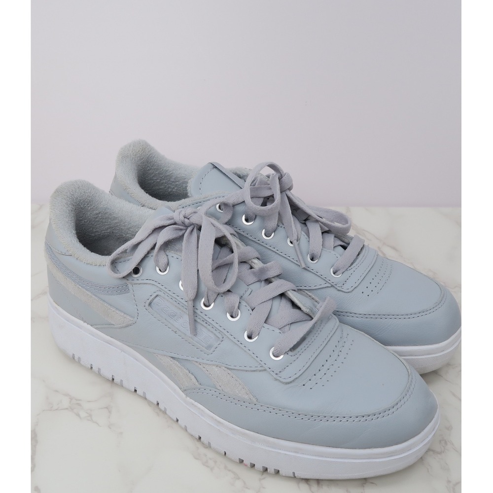 Reebok Club C Double Light Blue Leather Platform Sneakers Womens 10